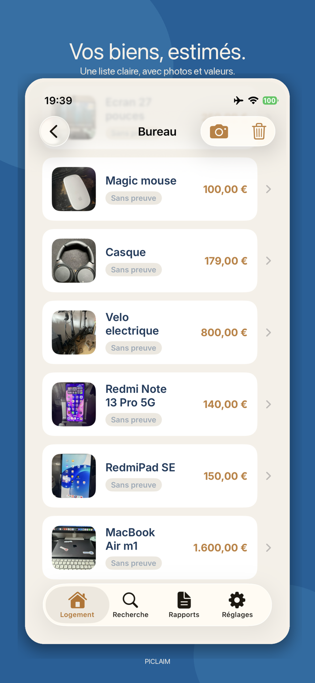 Inventaire d’une pièce