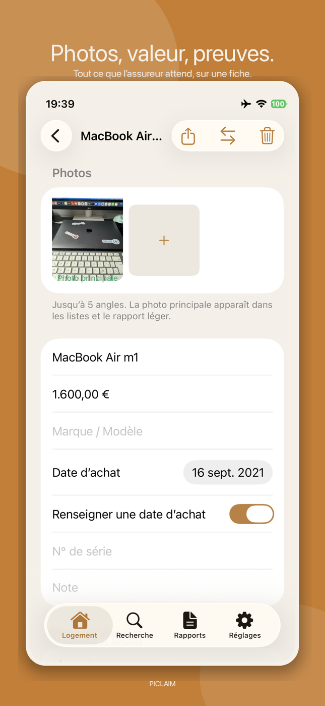 Fiche d’un objet
